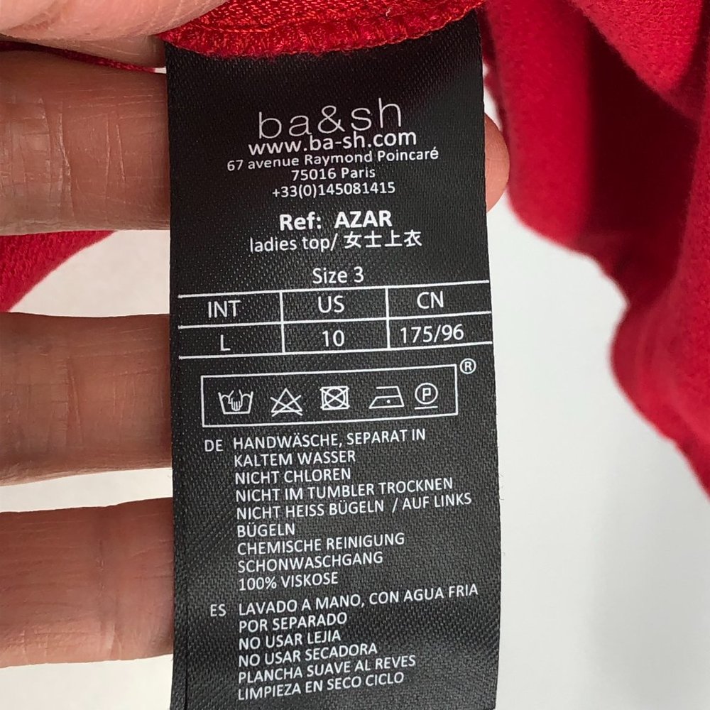 ba&sh Azar Off-the-Shoulder Ruffled red blouse size 3 - Picture 6 of 16
